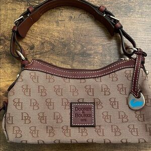 Dooney & Bourke Tan and Brown Logo Shoulder Bag